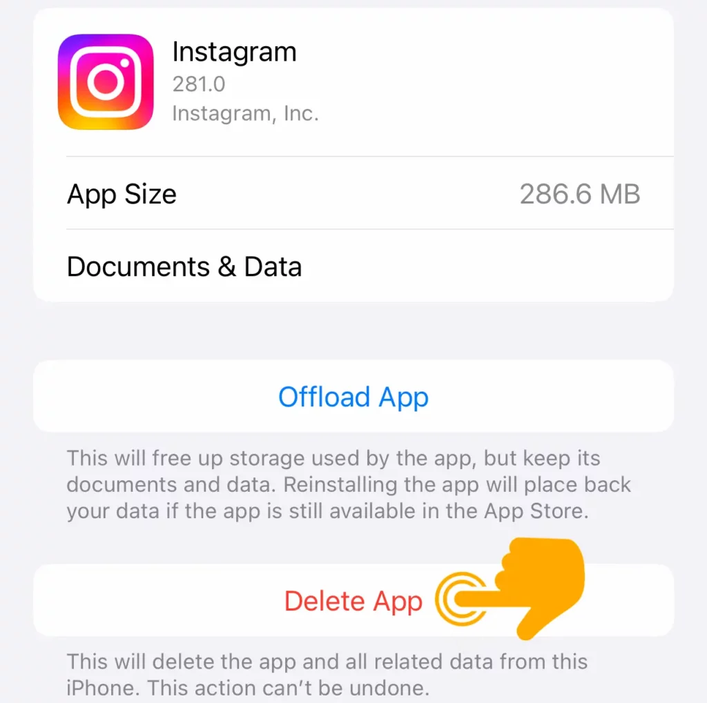 Clear Instagram cache using iPhone settings 5