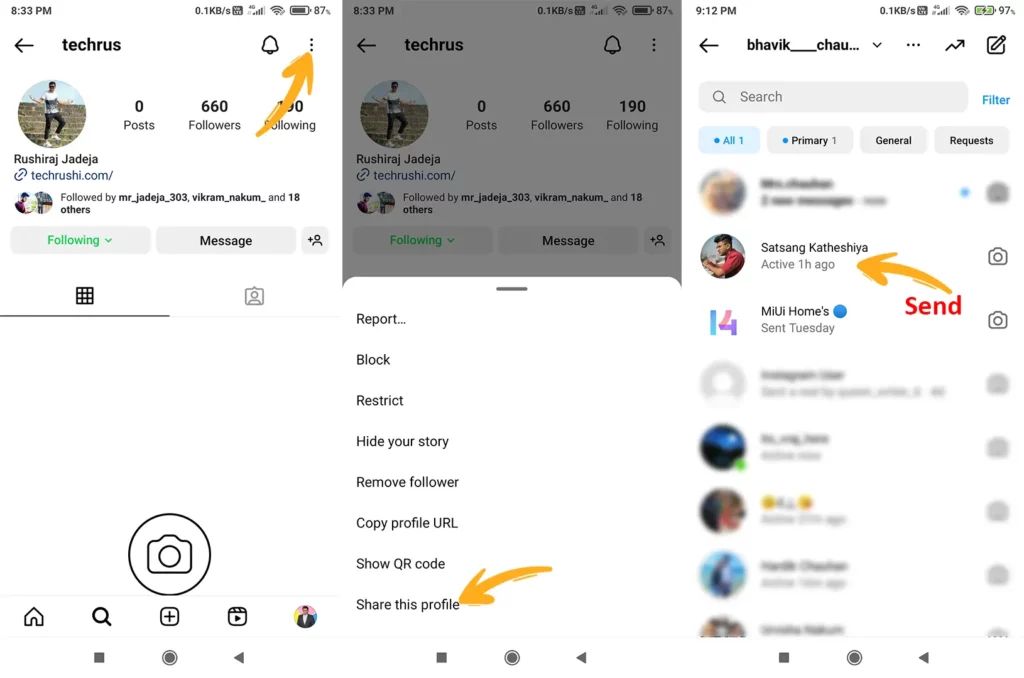 How to Share Instagram Profile Link in DM