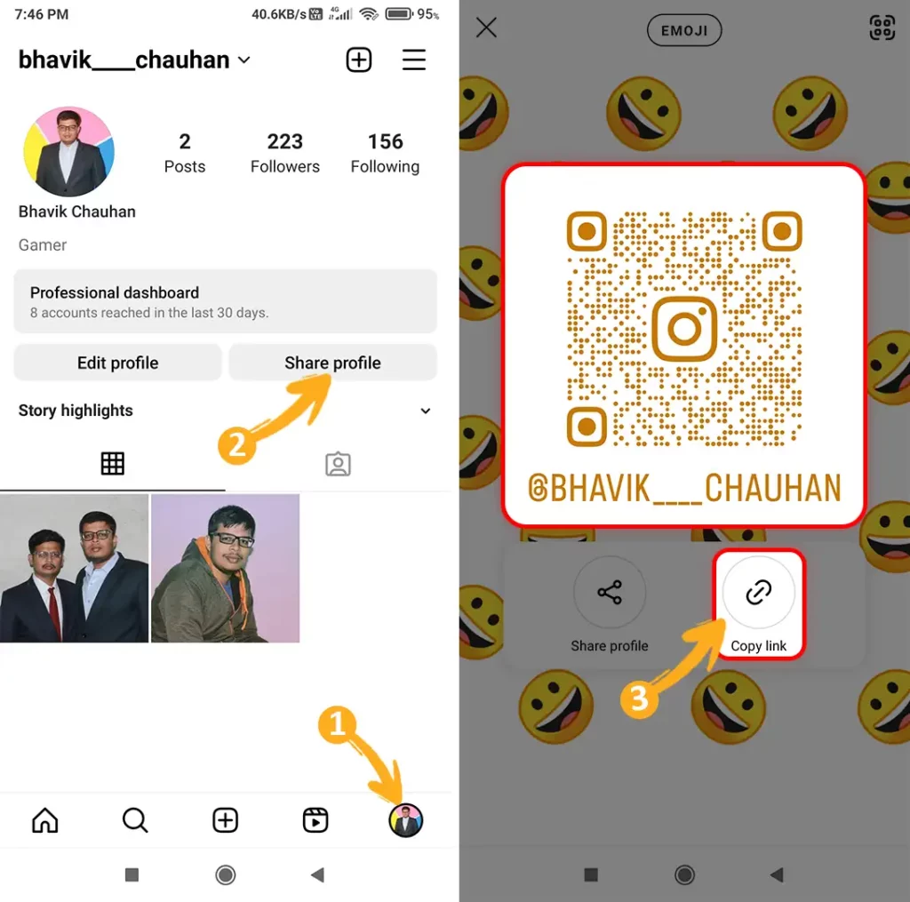 Share Your Instagram Profile Link from Android and iPhone