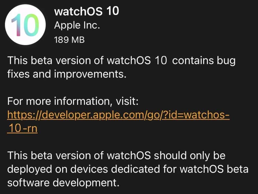 WatchOS 10 update