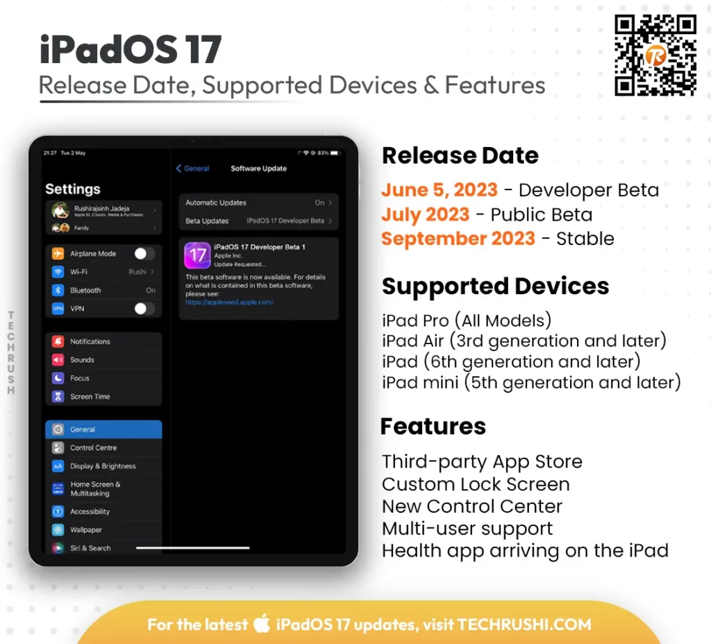 iPadOS 17 Released Date, Supported Devices and Features