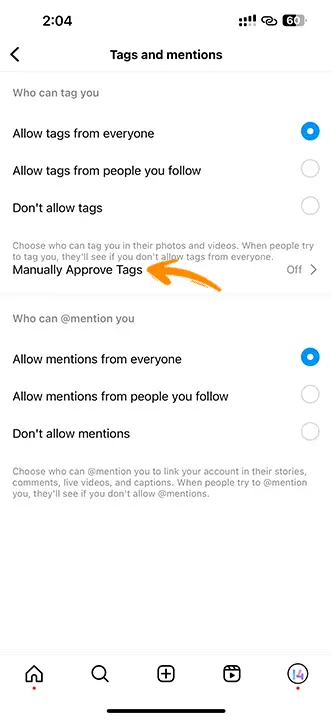 open Manually Approve tags