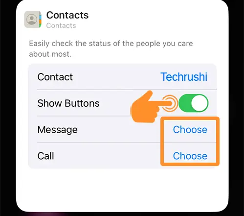 Add Contact Widget with Call and Message Button on iPhone 7
