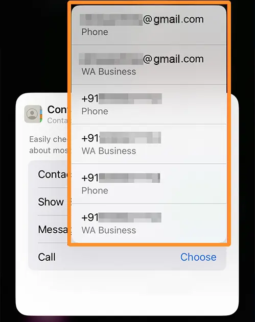 Add Contact Widget with Call and Message Button on iPhone 8