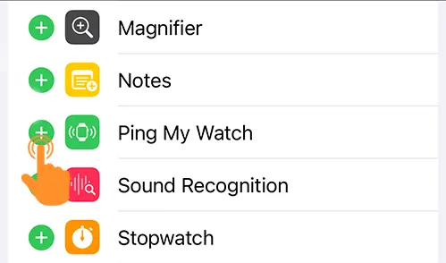 Add Ping My Watch Action on iPhone Control Center 2