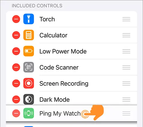 Add Ping My Watch Action on iPhone Control Center 3