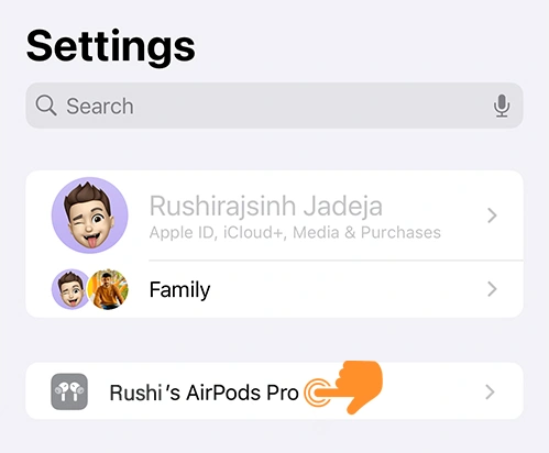 AirPods in iPhone Settings
