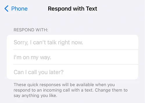 Custom Quick Responses on iPhone