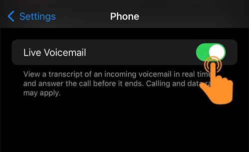 Enable Live VoiceMail on iPhone