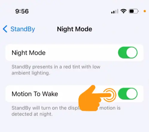 Enable Motion To Wake in Night Mode