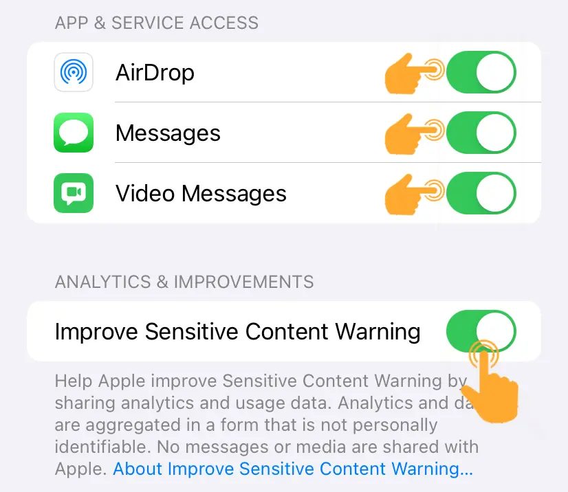 Enable Sensitive Content Warning on iPhone 5