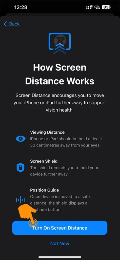Enable iPhone Screen Distance Step 5