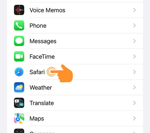 Open Safari settings on iPhone