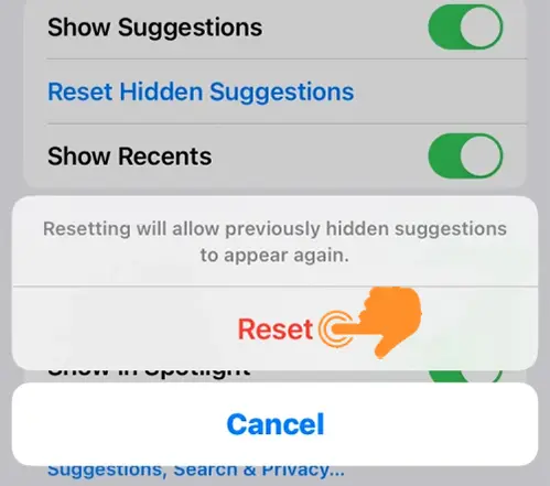 Reset hidden Siri suggestions in iOS 17 on iPhone 4