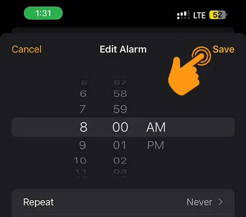 Save Alarm Settings on iPhone