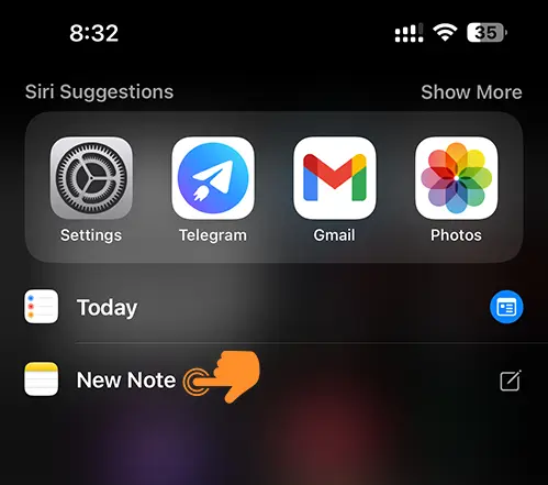 Tap and hold siri suggestions on iphone
