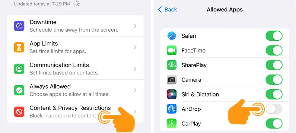 Turn Off AirDrop Restrictions
