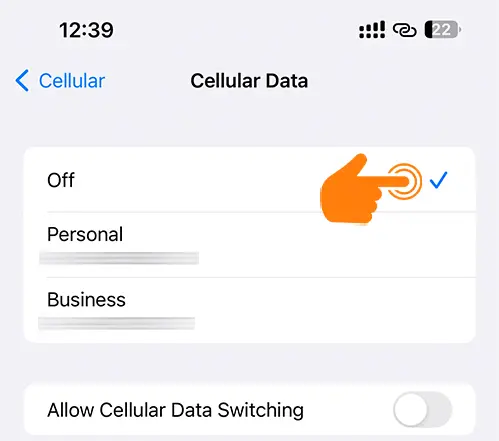 Turn off Cellular Data on iPhone
