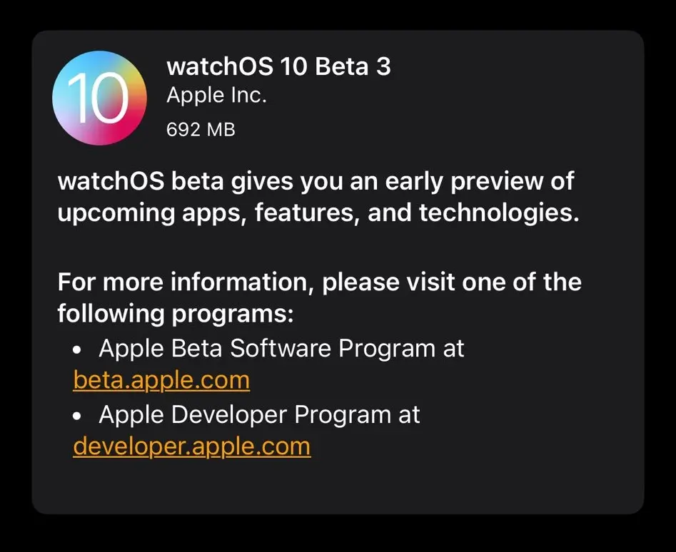 WatchOS 10 Beta 3 Update
