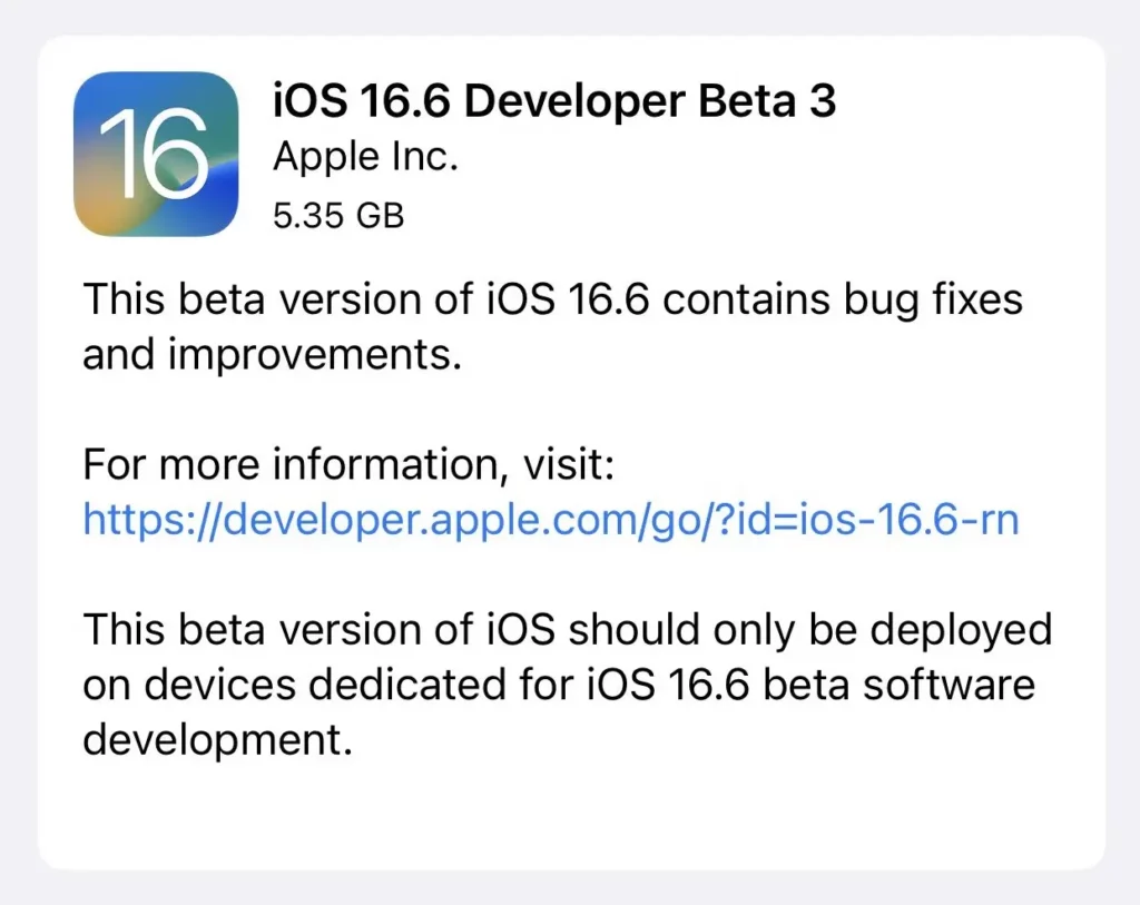 iOS 16.6 Beta 3 Update