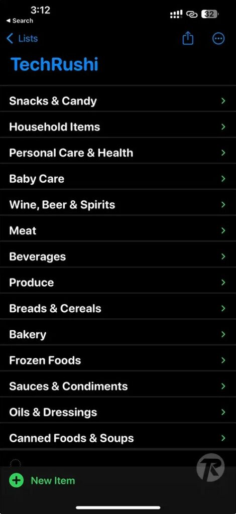 iOS 17 Reminders App Grocery List Step 5