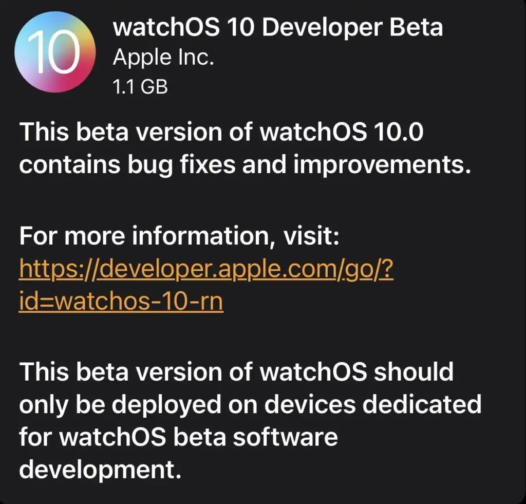 watchOS 10 Beta 1 Update