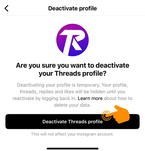How to Deactivate Threads Account Step 4