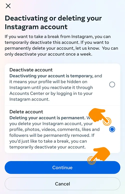 How to Delete Threads Account Step 9