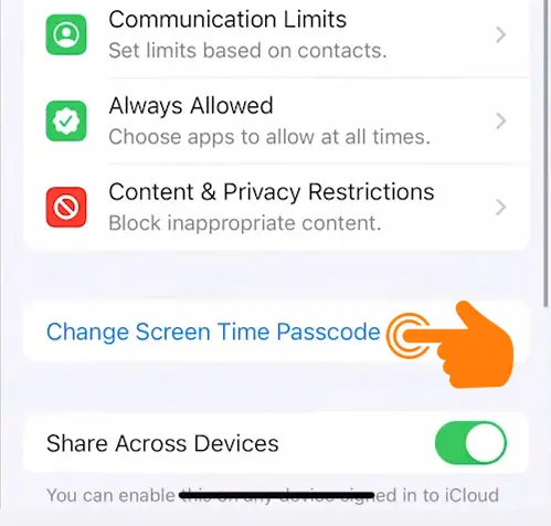 Screen time Passcode Steps 2