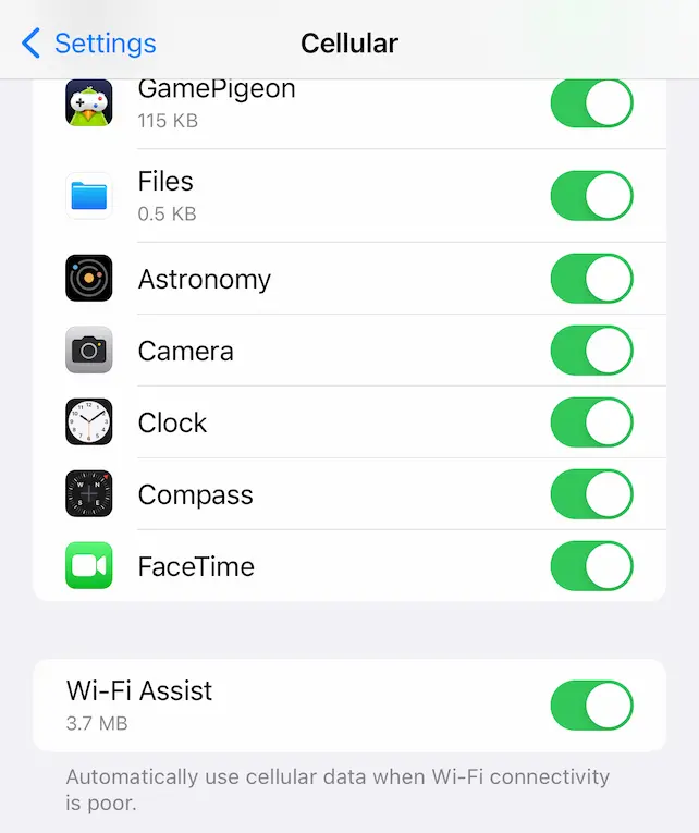 Turn off WLAN Assist on iPhone.