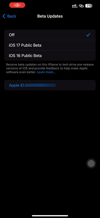 iOS 17 software update screen