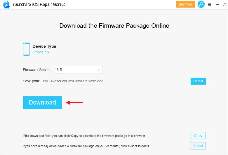 iSunshare download firmware package