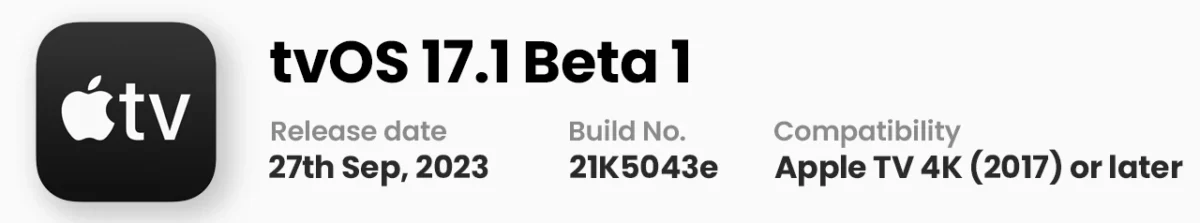 tvOS 17.1 beta 1 Update