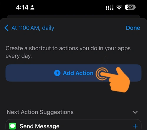 Add action in automation