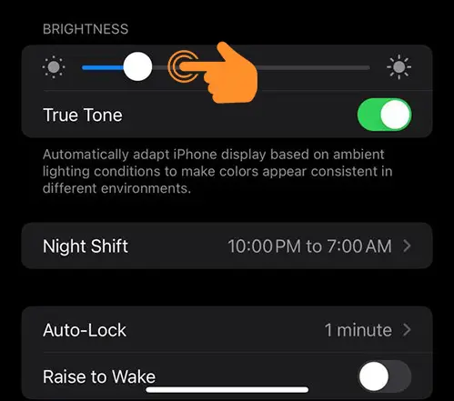 Adjust Slider of Brightness on iPhone
