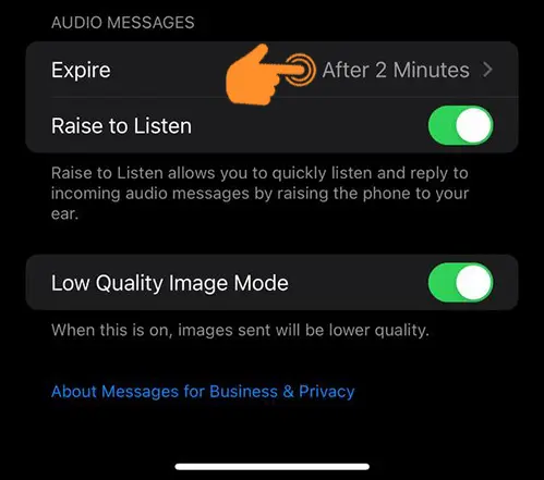 Change Audio Messages Expire time