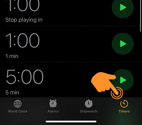Click on iPhone Timers icon