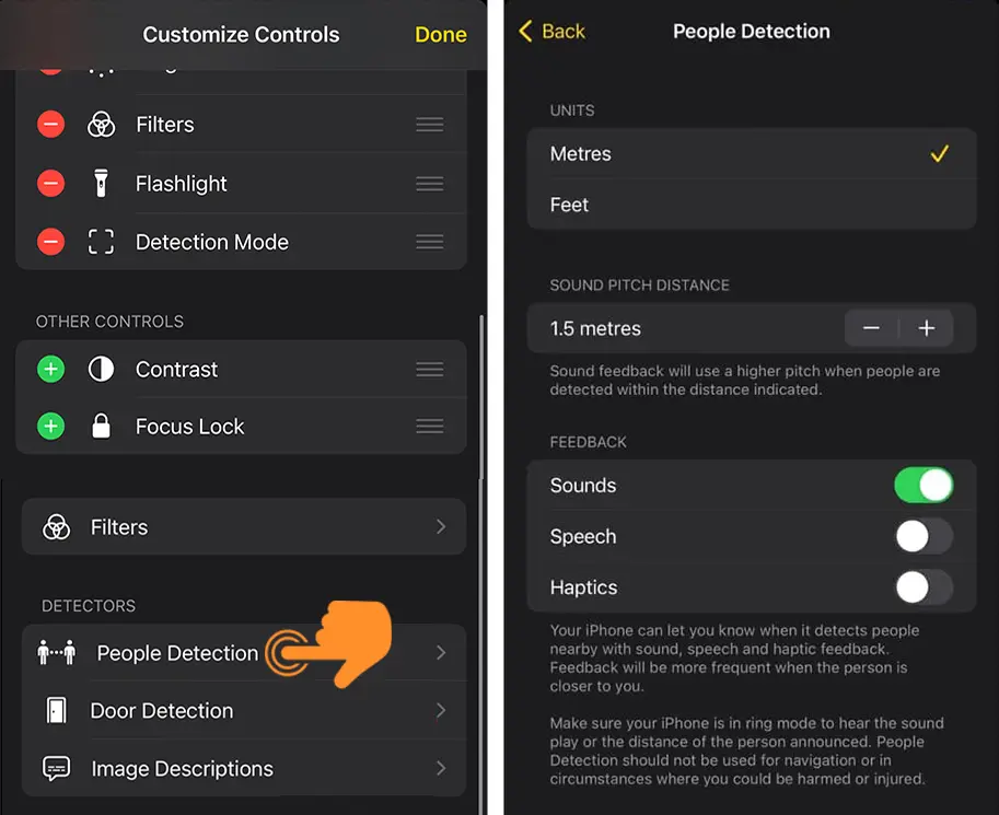 Customize People Detection in Magnifier app