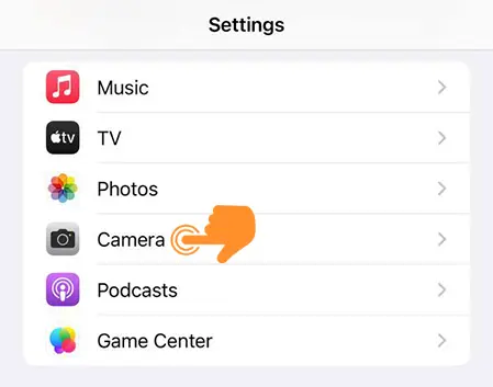 Open Camera Settings on iPhone
