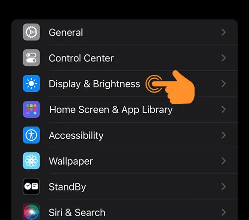 Open Display & Brightness settings on iPhone