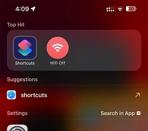 Open Shortcuts app on iPhone