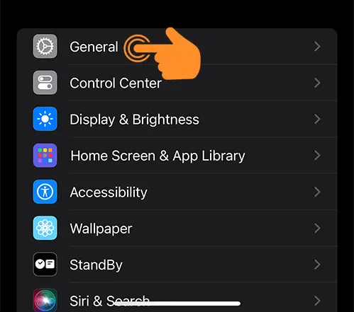 Open iPhone General Settings in Dark Mode