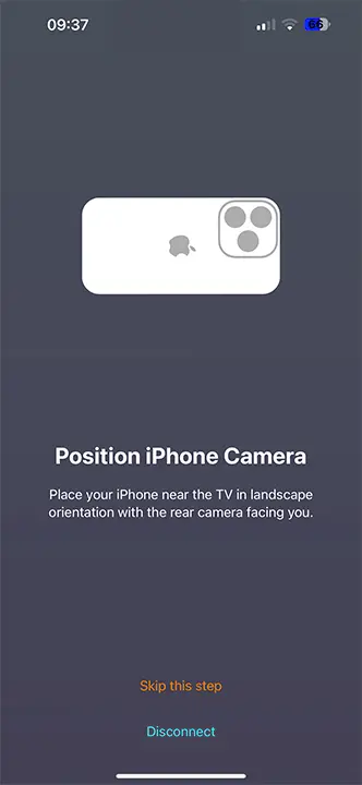 Position iPhone Camera while connect to FaceTime on Apple TV