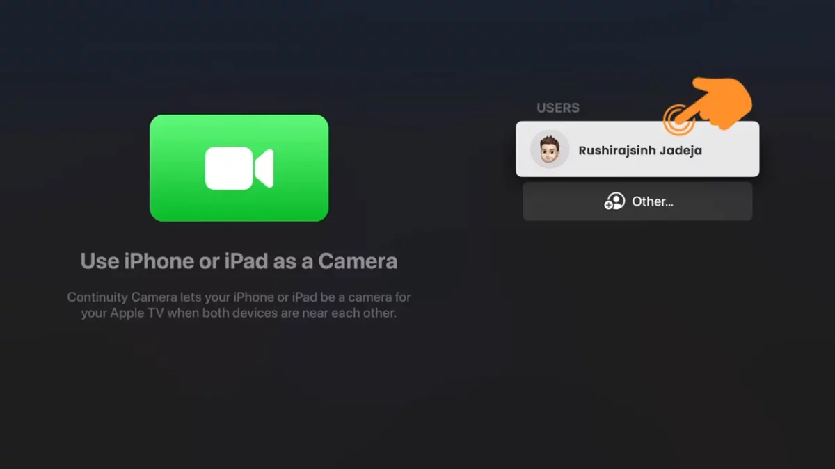 Select your Apple ID in Apple TV FaceTime