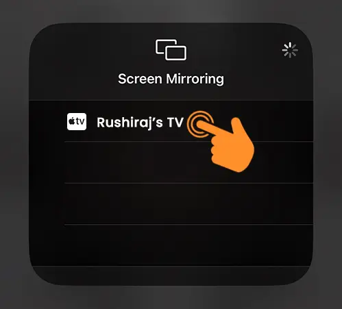 Select your apple tv in iPhone control center