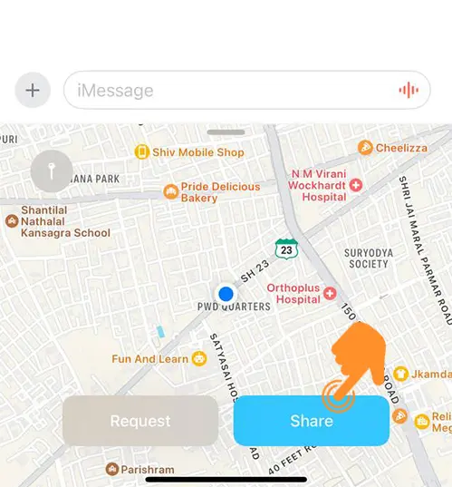 Share Location in iPhone iMessages