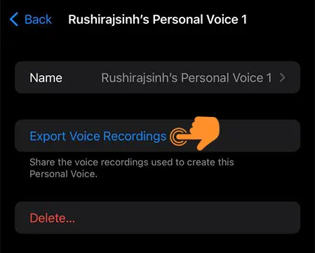 Tap on Export voice recordings