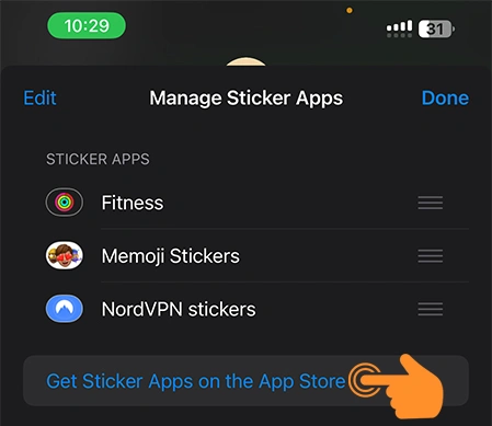 Tap on Get Sticker Apps on the App Store