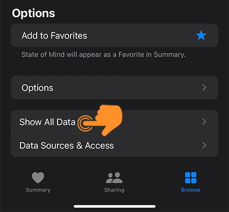 Tap on Show All Data