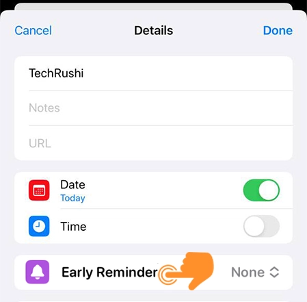 Tap on early reminders